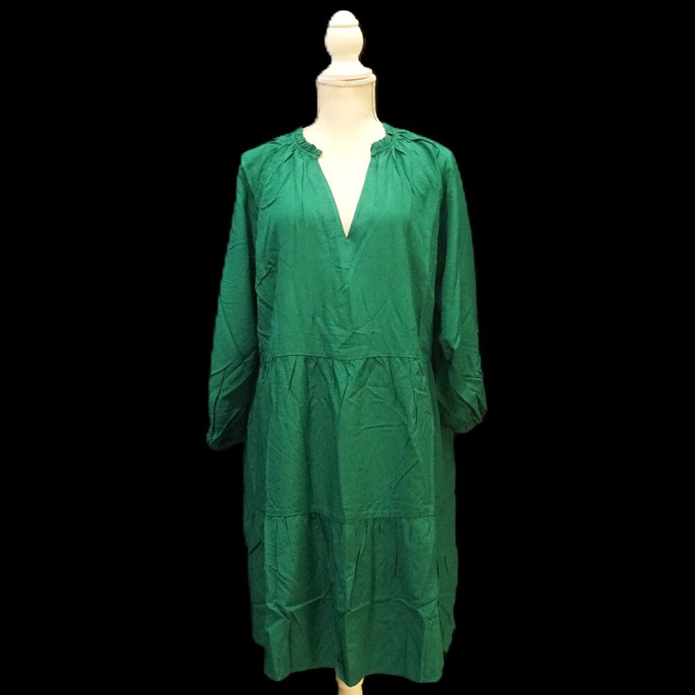 The Drop Caralynmirand Dress Split V Neck Green Babydoll Mini Dress XL